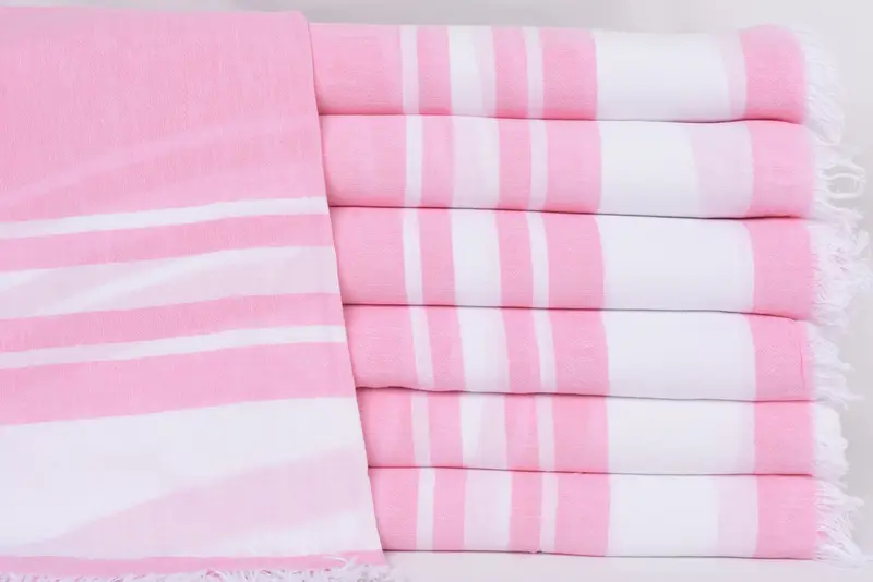 Personalized Pink Striped Bath Towel, Bridesmaid Gift, 67x36 Inches