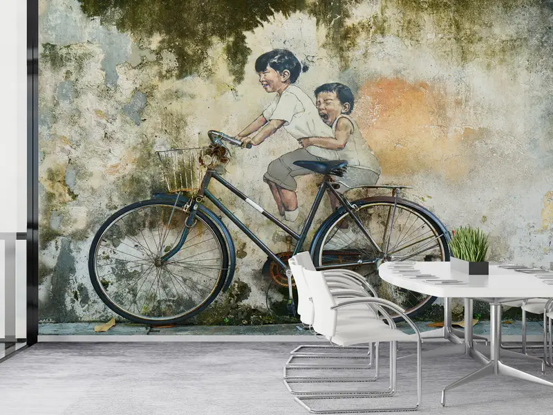 Contemporary Wall Decor, Penang Street Wall Decor, Abstract Wall Paper, Bicycle Wall Art, Modern Wall Art, Fashion Wall Poster, - 10