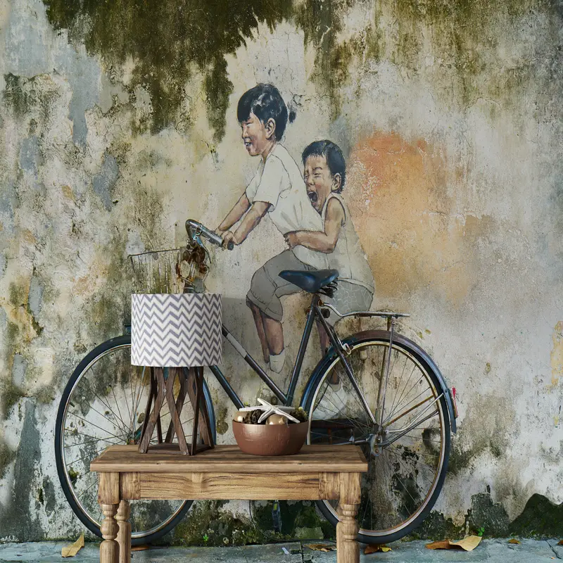 Contemporary Wall Decor, Penang Street Wall Decor, Abstract Wall Paper, Bicycle Wall Art, Modern Wall Art, Fashion Wall Poster, - 5