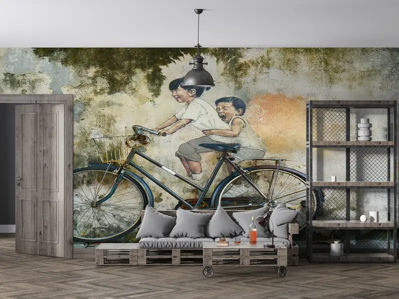 Contemporary Wall Decor, Penang Street Wall Decor, Abstract Wall Paper, Bicycle Wall Art, Modern Wall Art, Fashion Wall Poster, - 7