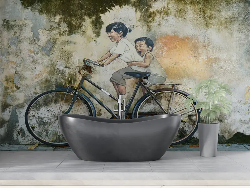 Contemporary Wall Decor, Penang Street Wall Decor, Abstract Wall Paper, Bicycle Wall Art, Modern Wall Art, Fashion Wall Poster, - 2