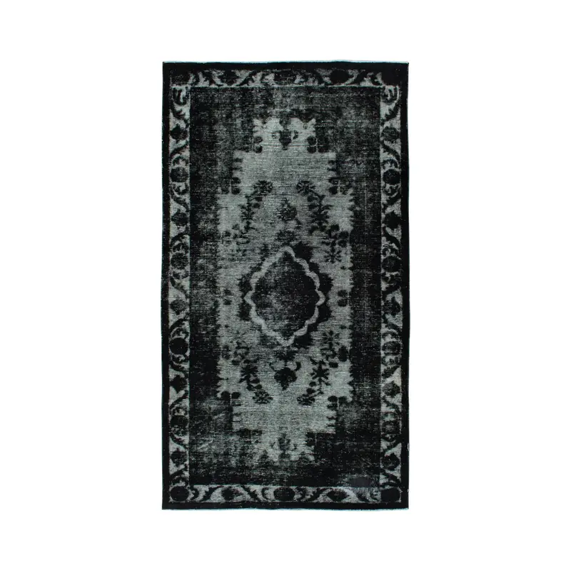 4,9 x 8,9 Fuß großer Vintage-Teppich, schwarzer türkischer Ombré-Teppich - 1