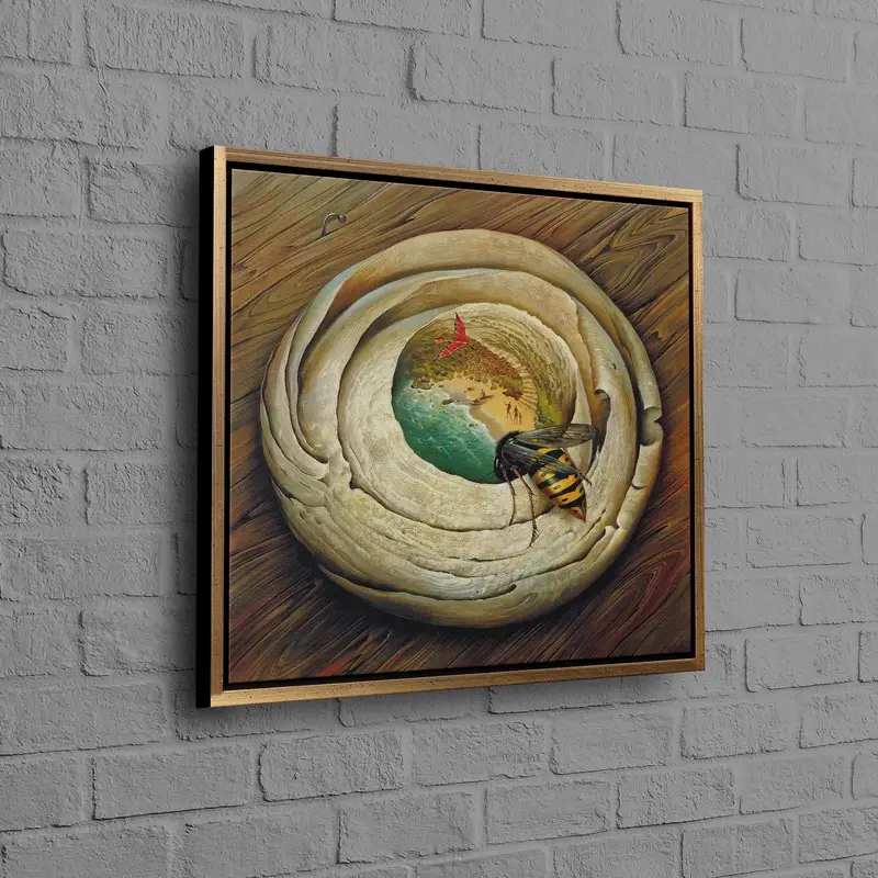 Impresión de lienzo de abeja moderna abstracta surrealista - Arte de pared elegante