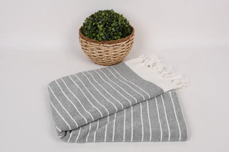 Beach Size Towel, Handmade Gift, Handwoven Turkish Towel, Valentines Day Gift, Cotton towel, 68x40 Cotton Striped Terry Towel, Sand-resistant towel - 4