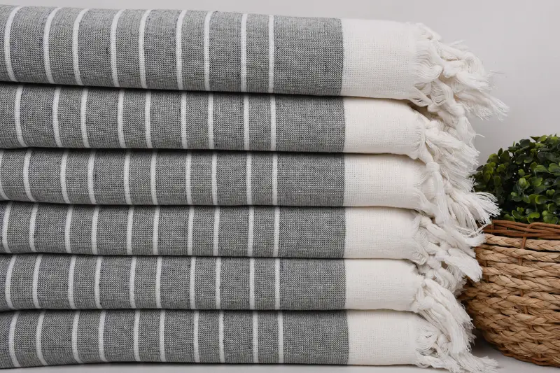 Beach Size Towel, Handmade Gift, Handwoven Turkish Towel, Valentines Day Gift, Cotton towel, 68x40 Cotton Striped Terry Towel, Sand-resistant towel - 2