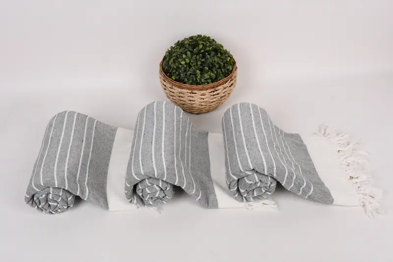 Beach Size Towel, Handmade Gift, Handwoven Turkish Towel, Valentines Day Gift, Cotton towel, 68x40 Cotton Striped Terry Towel, Sand-resistant towel - 8