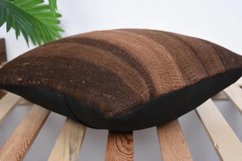 Interior Designer Pillow, Throw Kilim Pillow, 16x16 Brown Pillow, Pattern Throw Pillow Case, Pillow, Ethnical Kilim Rug Pillow - 6