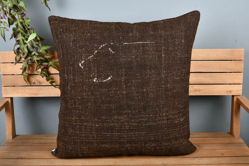 Tapestry Pillow, 28x28 Brown Cushion Case, Southwestern Cushion, Pillow Case, Luxury Pillow Case, Kilim Cushion Sham, Home Decor Pillow, Gift Pillow - 6