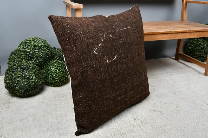 Tapestry Pillow, 28x28 Brown Cushion Case, Southwestern Cushion, Pillow Case, Luxury Pillow Case, Kilim Cushion Sham, Home Decor Pillow, Gift Pillow - 7