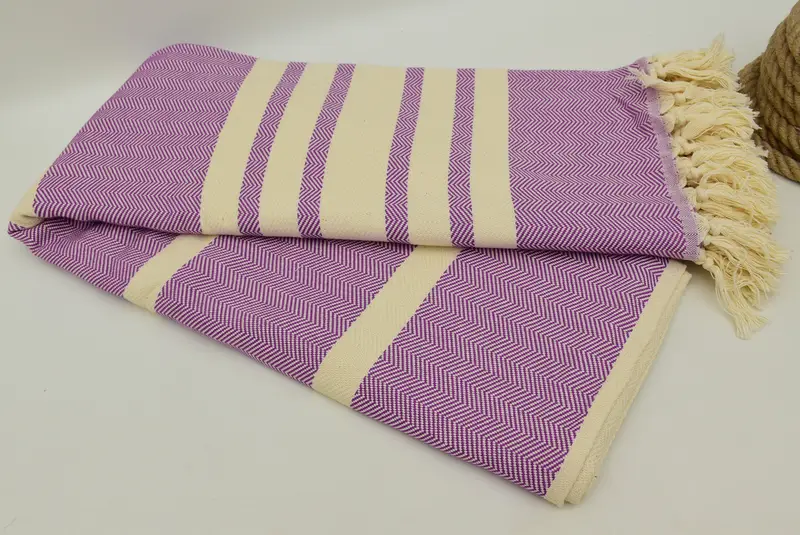 Wedding Hand Made Gift, Throw Blanket for Bed, Tablecloth, Organic Beach Blanket, Monogram Blanket, 96x80 Cotton Herringbone Towel, Bedspread - 4
