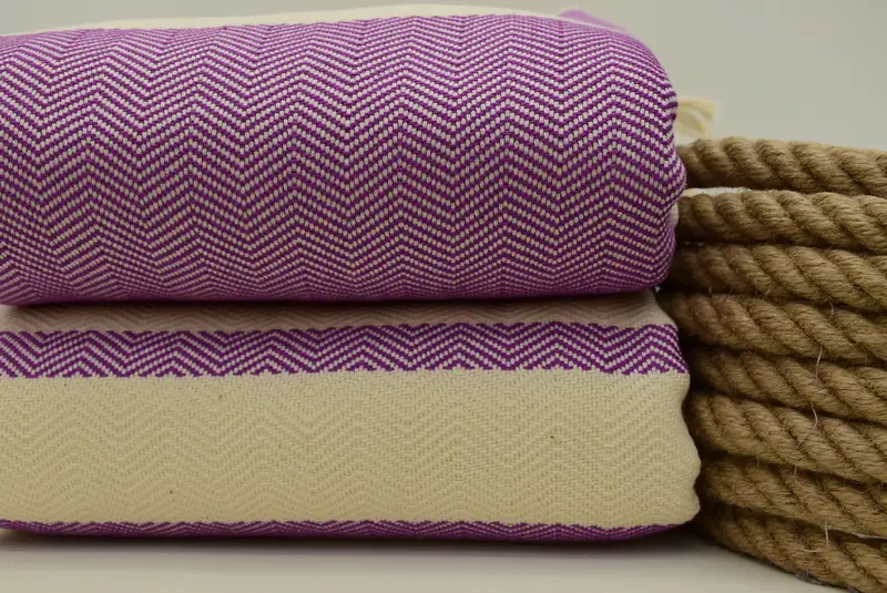 Wedding Hand Made Gift, Throw Blanket for Bed, Tablecloth, Organic Beach Blanket, Monogram Blanket, 96x80 Cotton Herringbone Towel, Bedspread - 2