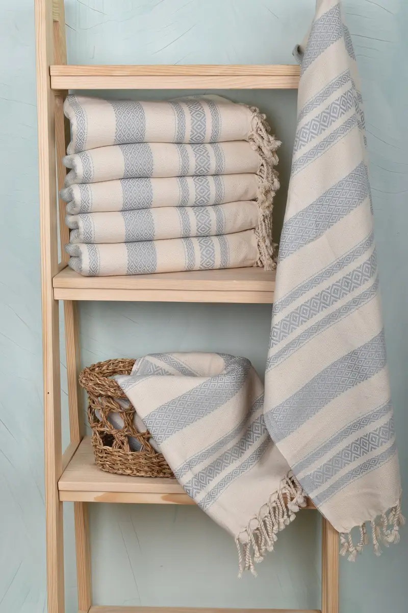 Baby Boy Gift, Travel Towel, Quick-Dry Beach Towel, Turkish bath towel, Bath towel, Fringed Turkish towel for poolside, 70x36 Cotton Diamond Towel - 3