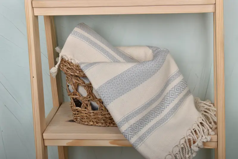 Baby Boy Gift, Travel Towel, Quick-Dry Beach Towel, Turkish bath towel, Bath towel, Fringed Turkish towel for poolside, 70x36 Cotton Diamond Towel - 4