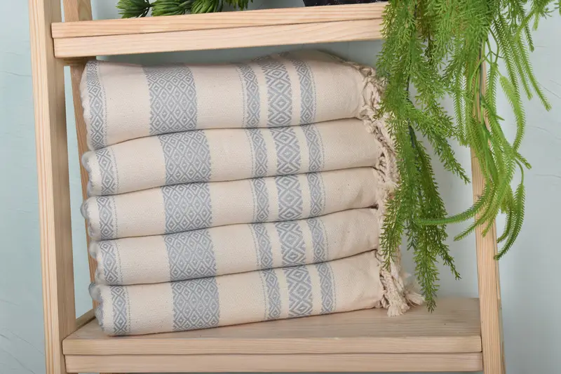 Baby Boy Gift, Travel Towel, Quick-Dry Beach Towel, Turkish bath towel, Bath towel, Fringed Turkish towel for poolside, 70x36 Cotton Diamond Towel - 1