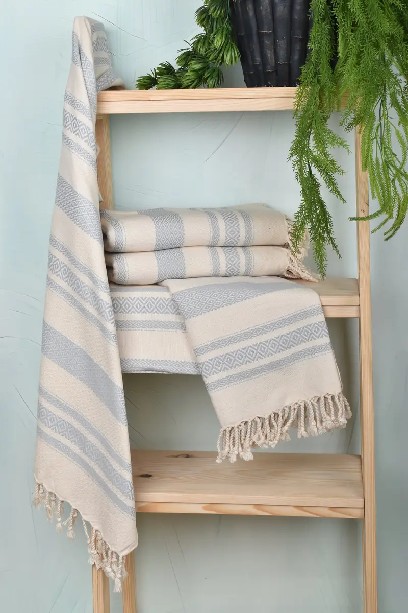 Baby Boy Gift, Travel Towel, Quick-Dry Beach Towel, Turkish bath towel, Bath towel, Fringed Turkish towel for poolside, 70x36 Cotton Diamond Towel - 6