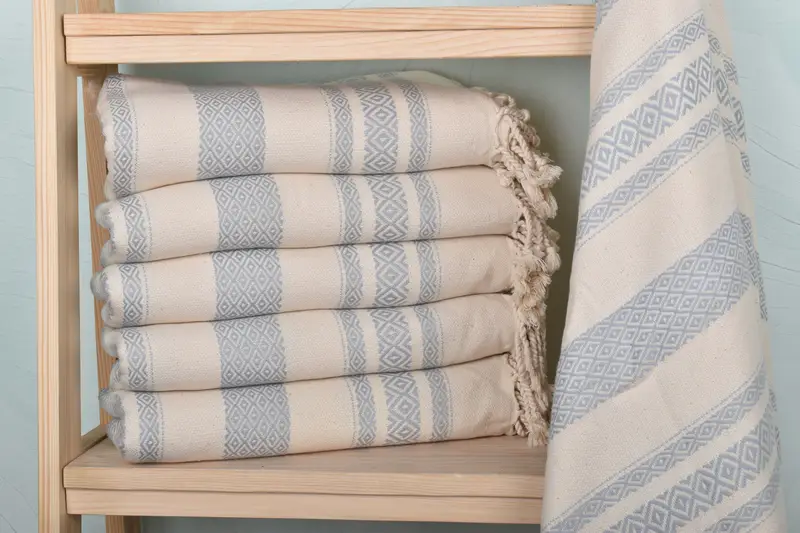 Baby Boy Gift, Travel Towel, Quick-Dry Beach Towel, Turkish bath towel, Bath towel, Fringed Turkish towel for poolside, 70x36 Cotton Diamond Towel - 2