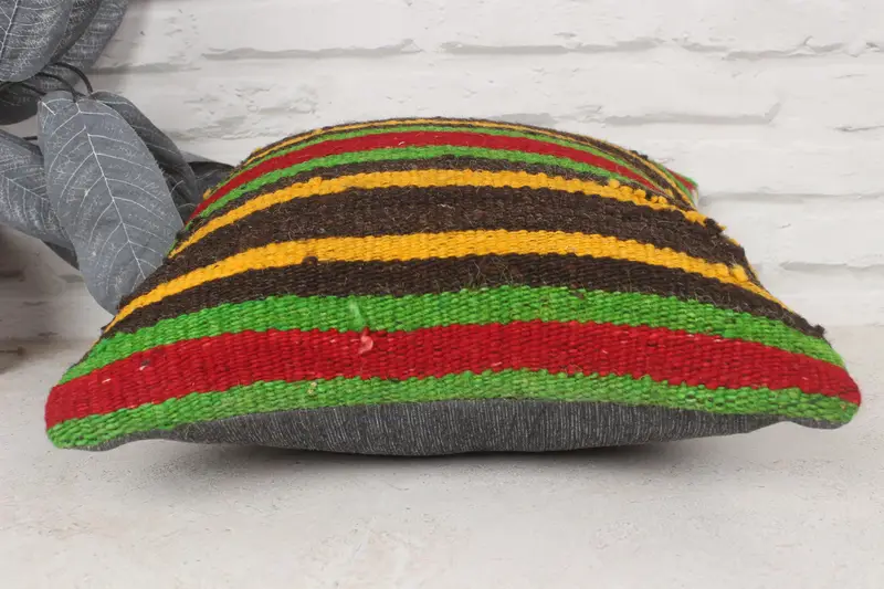 Nautical Throw Cushion Case, Pillow Case, Ethnical Kilim Rug Pillow, Kilim Pillow Cover, Kilim Pillow, 14x14 Green Cushion Cover - 5