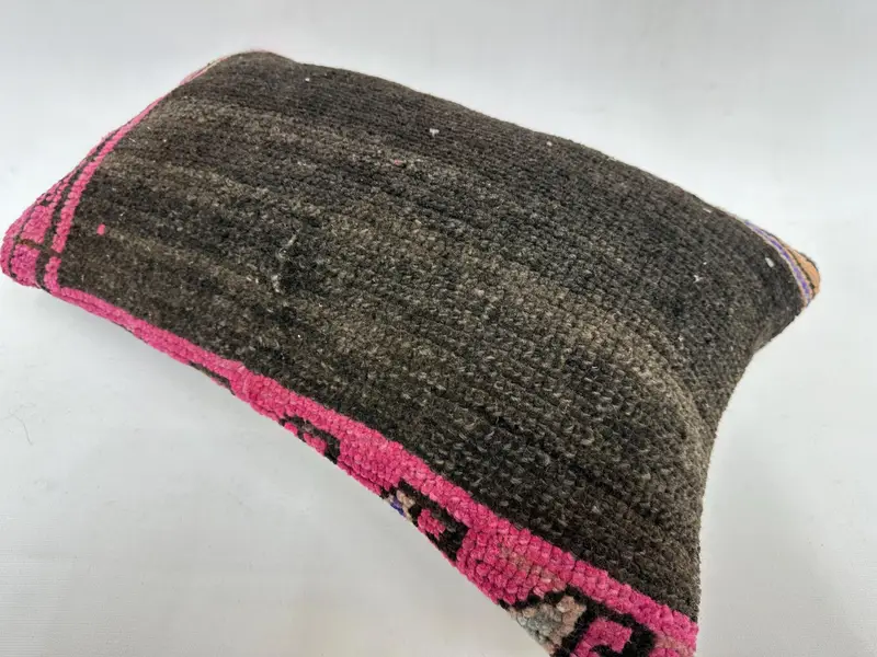 Boho Chic Pillow Sham, Antique Pillows, Cushion, Anatolian Pillow Cover, Vintage Pillow, Throw Kilim Pillow, 12x20 Pink Pillow Case - 6