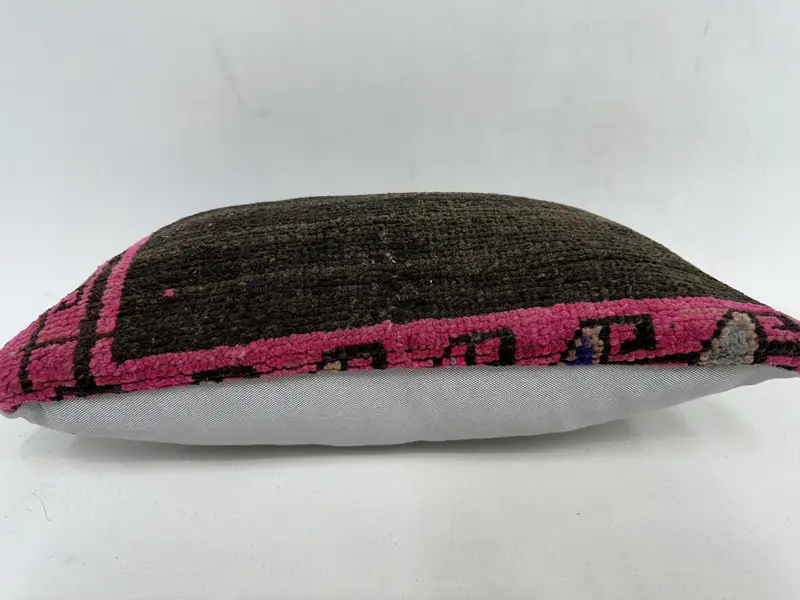 Boho Chic Pillow Sham, Antique Pillows, Cushion, Anatolian Pillow Cover, Vintage Pillow, Throw Kilim Pillow, 12x20 Pink Pillow Case - 5