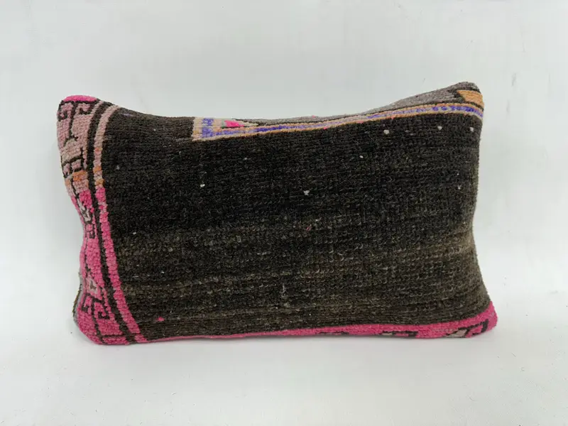 Boho Chic Pillow Sham, Antique Pillows, Cushion, Anatolian Pillow Cover, Vintage Pillow, Throw Kilim Pillow, 12x20 Pink Pillow Case - 1