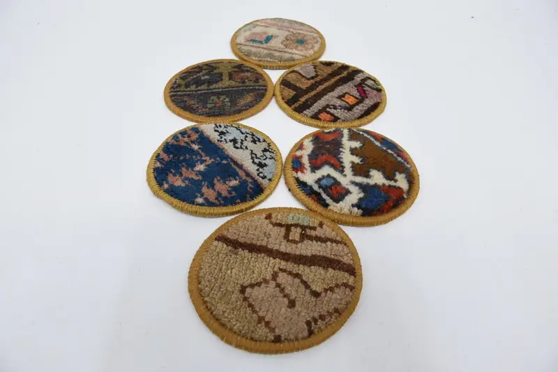 Bohemian Blue and Red Round Coasters, Unique Bohemian Coasters