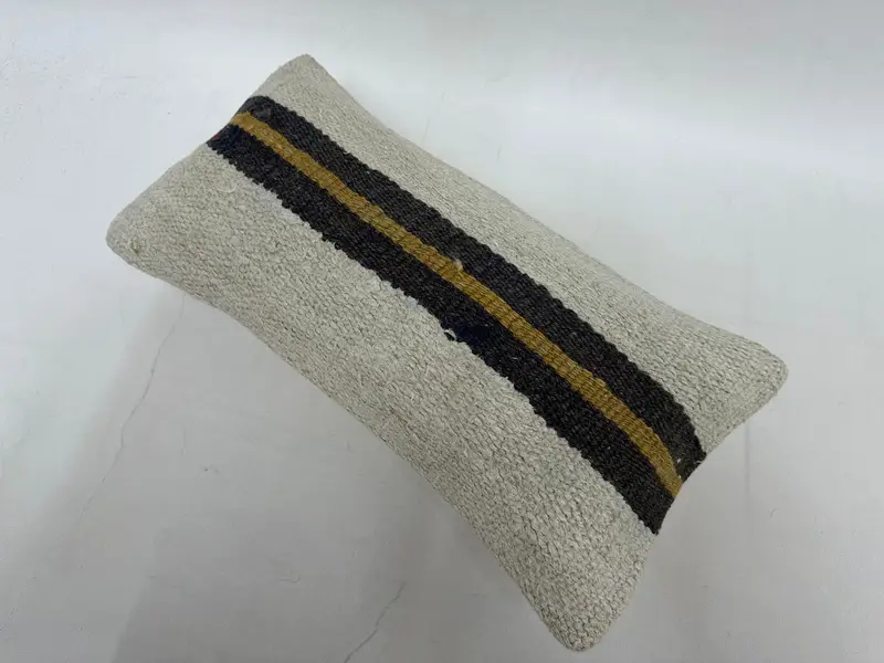 Turkish Kilim Pillow, Toss Pillow Sham, Cushion Cover, Oriental Pillow, Home Decor Pillow, Boho Pillow, 10x20 Beige Cushion, Custom Cushion Cover - 6