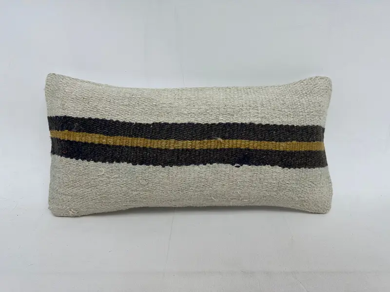 Turkish Kilim Pillow, Toss Pillow Sham, Cushion Cover, Oriental Pillow, Home Decor Pillow, Boho Pillow, 10x20 Beige Cushion, Custom Cushion Cover - 1
