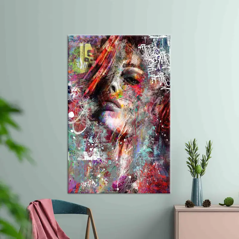 Colorful Woman Wall Art, Abstract Woman Canvas, Nordic Girl Poster, Woman Wall Art, Girl Room Decor, Abstract Girl Wall Art,  Canvas Decor, - 3