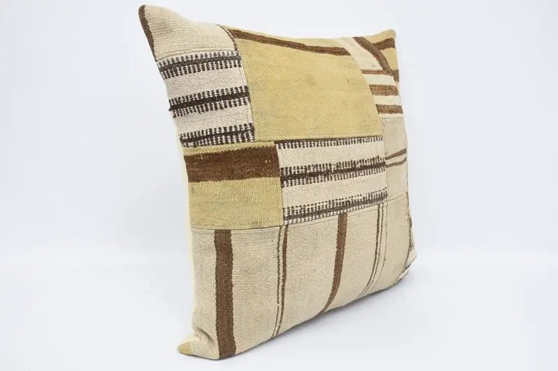 Pillow for Sofa, Pillow Cover, Gift Pillow, Nomadic Cushion Case, Accent Pillow Sham, Kilim Pillow, 24x24 Beige Cushion Cover - 3