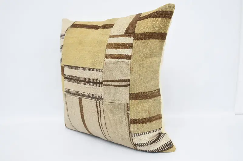 Pillow for Sofa, Pillow Cover, Gift Pillow, Nomadic Cushion Case, Accent Pillow Sham, Kilim Pillow, 24x24 Beige Cushion Cover - 4