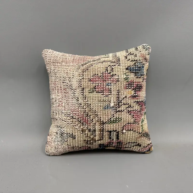 Interior Designer Pillow, Accent Throw Pillow Cover, Cushion, 12x12 Beige Pillow Cover, Ethnical Kilim Rug Pillow, Turkish Kilim Pillow - 4
