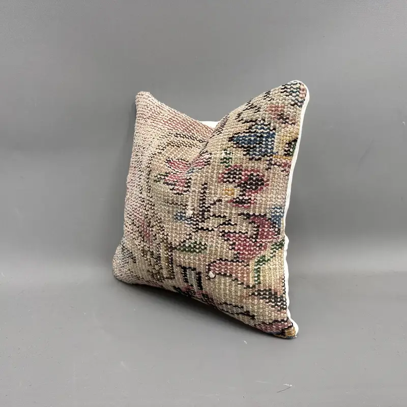Interior Designer Pillow, Accent Throw Pillow Cover, Cushion, 12x12 Beige Pillow Cover, Ethnical Kilim Rug Pillow, Turkish Kilim Pillow - 3