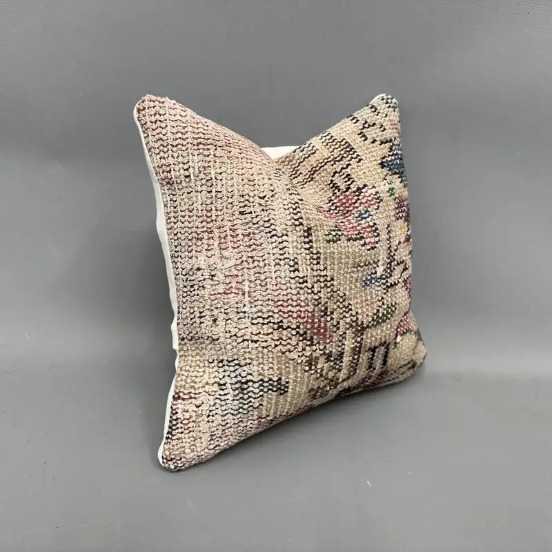 Interior Designer Pillow, Accent Throw Pillow Cover, Cushion, 12x12 Beige Pillow Cover, Ethnical Kilim Rug Pillow, Turkish Kilim Pillow - 2