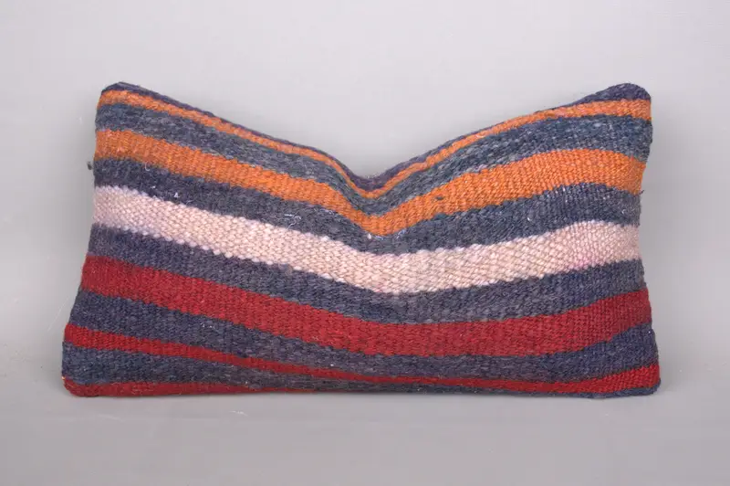 Boho Pillow Sham Cover, Ethnic Pillow Case, 8x16 Red Pillow Case, Gift Pillow, Pillow for Couch, Pillow Cover, Knitted Cushion Cover - 1