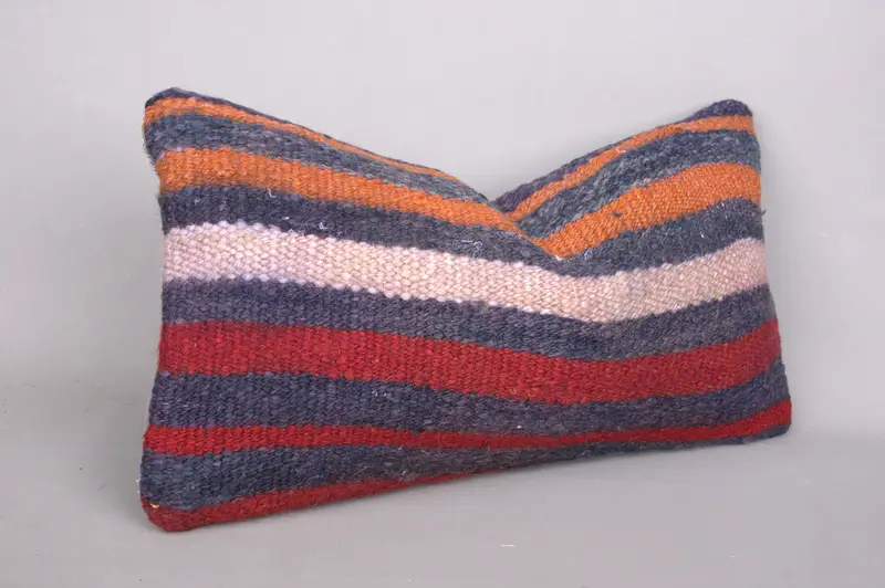 Boho Pillow Sham Cover, Ethnic Pillow Case, 8x16 Red Pillow Case, Gift Pillow, Pillow for Couch, Pillow Cover, Knitted Cushion Cover - 2
