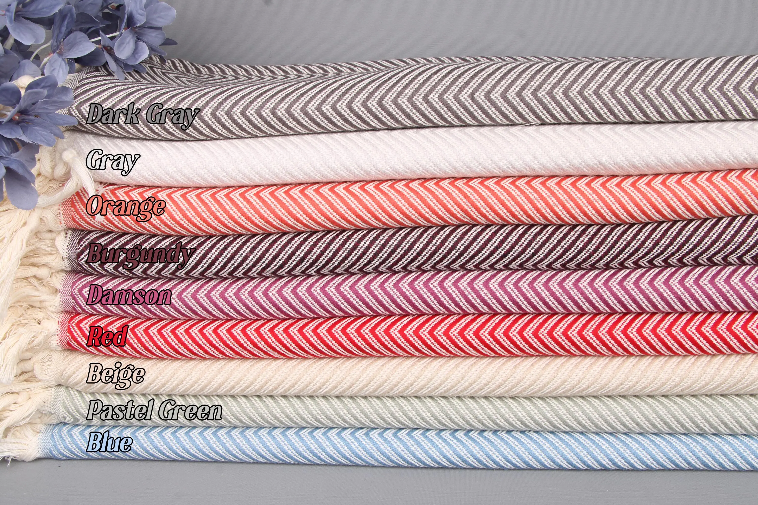 79x91 Cotton Blanket, Striped, Beige, Twin Size, Sashiko/Shibori/Appliqué - 1