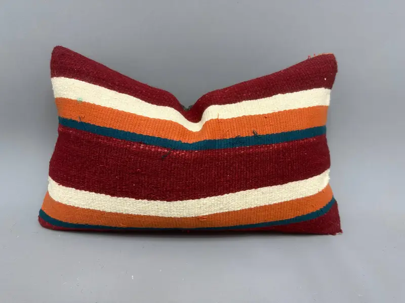 Kilim Pillow, Antique Pillows, Outdoor Patio Pillow, 12x20 Red Pillow Sham, Pillow Sham, Square Throw Pillow Case, Kilim Pillow Cover - 1