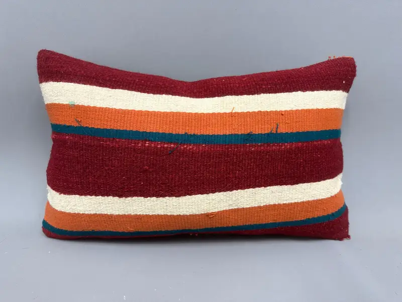 Kilim Pillow, Antique Pillows, Outdoor Patio Pillow, 12x20 Red Pillow Sham, Pillow Sham, Square Throw Pillow Case, Kilim Pillow Cover - 4