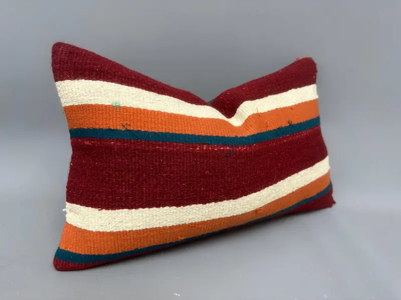 Kilim Pillow, Antique Pillows, Outdoor Patio Pillow, 12x20 Red Pillow Sham, Pillow Sham, Square Throw Pillow Case, Kilim Pillow Cover - 2