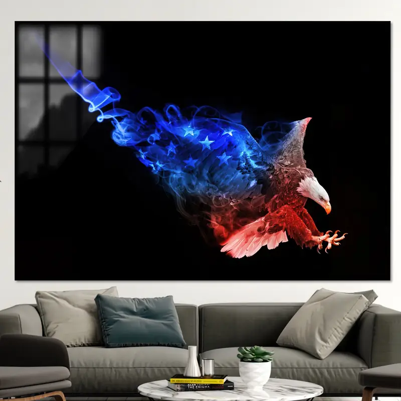 Elegante lienzo de águila abstracta americana - Especial regalo de Navidad