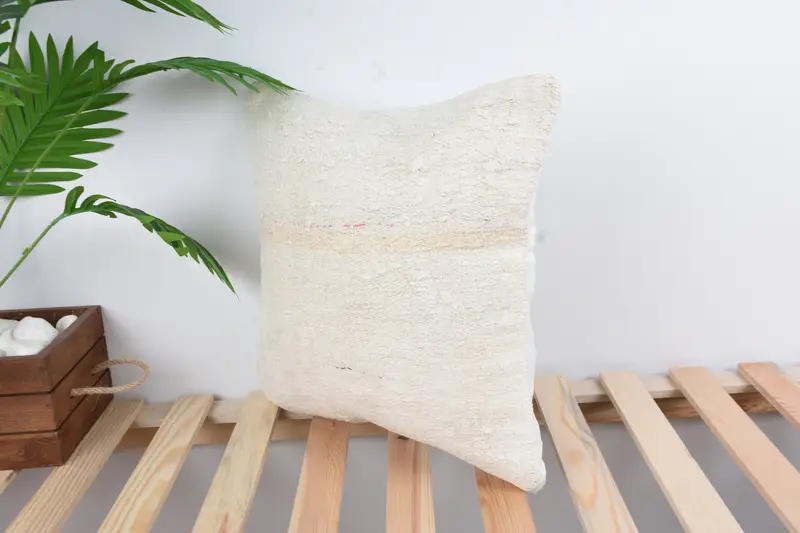 Interior Designer Pillow, Vintage Throw Pillow, Retro Pillow, Gift Pillow, Pillow Case, Handmade Kilim Cushion, 16x16 White Cushion Cover - 5