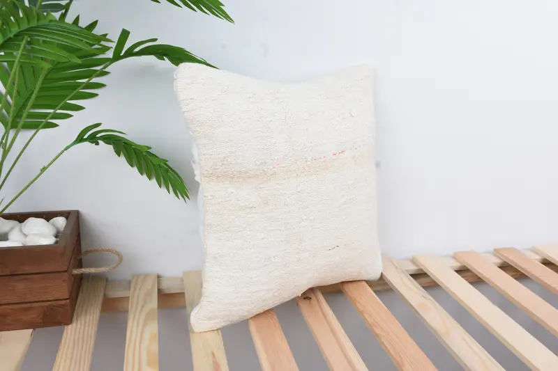 Interior Designer Pillow, Vintage Throw Pillow, Retro Pillow, Gift Pillow, Pillow Case, Handmade Kilim Cushion, 16x16 White Cushion Cover - 4
