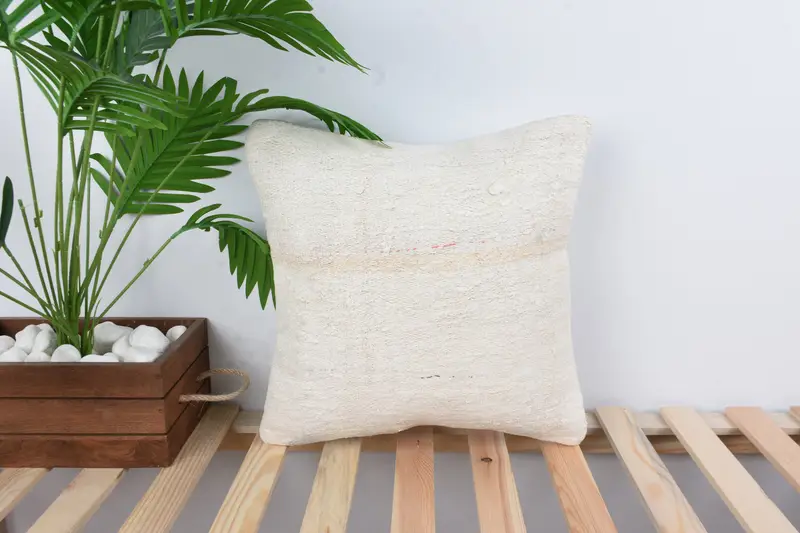 Interior Designer Pillow, Vintage Throw Pillow, Retro Pillow, Gift Pillow, Pillow Case, Handmade Kilim Cushion, 16x16 White Cushion Cover - 1