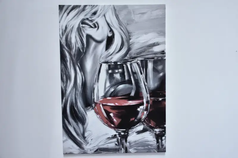 Kadın ve şarap, kız oda duvar dekoru, kadın duvar sanatı, güzel kadın poster, tuval sanatı, lüks duvar dekoru, moda duvar sanatı, modern tuval, - 4
