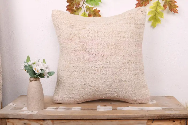 18x18 Beige Pillow Cover, Gift Pillow, Interior Designer Pillow, Living Room Throw Pillow Cover, Turkish Pillow, Cushion Cover, Vintage Pillow Cover - 1