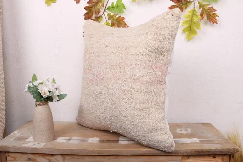 18x18 Beige Pillow Cover, Gift Pillow, Interior Designer Pillow, Living Room Throw Pillow Cover, Turkish Pillow, Cushion Cover, Vintage Pillow Cover - 4