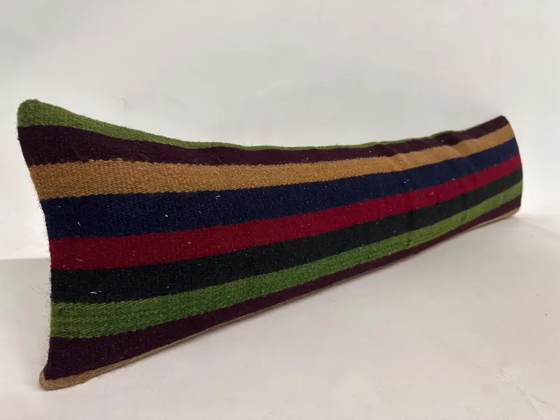 Boho Pillow, Ethnical Kilim Rug Pillow, Turkish Kilim Pillow, 12x48 Green Pillow Case, Pillow Case, Wholesale Pillow Cover, Garden Pillow Cover - 3