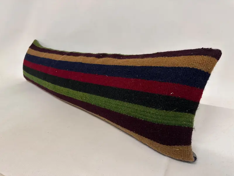 Boho Pillow, Ethnical Kilim Rug Pillow, Turkish Kilim Pillow, 12x48 Green Pillow Case, Pillow Case, Wholesale Pillow Cover, Garden Pillow Cover - 2