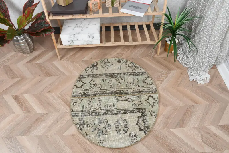 Alfombra floral verde, decoración elegante de 2,5x2,9 pies