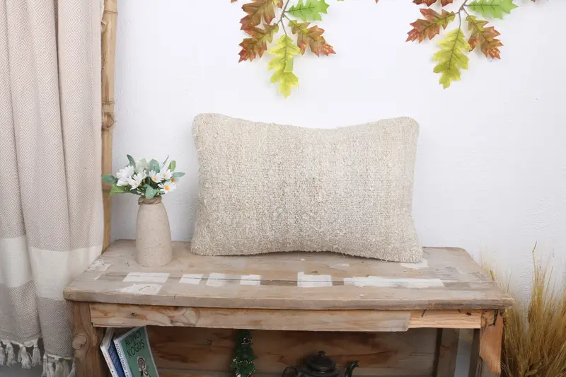 12x20 White Pillow Case, Vintage Pillow, Cushion Cover, Gift Pillow, Aesthetic Pillow, Couch Cushion Case, Boho Pillow - 1